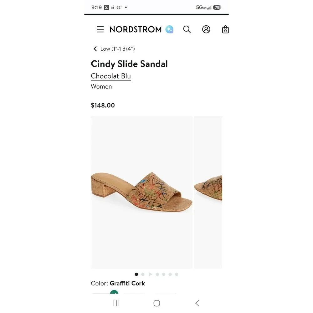 Chocolat Blu Cindy Cork Sandals Paint Splatter Graffiti Heeled Mules Sz 9 NWOB